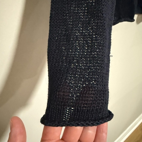 Gap Vintage 2001 Navy Blue Open Knit Rolled Hem Sweater Small Beach Coastal Y2K - Picture 5 of 8